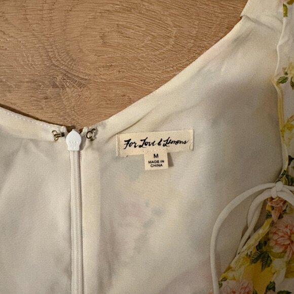 For Love and Lemons Savannah Puff Sleeve Mini Dress Lemons Size M - Picture 5 of 5